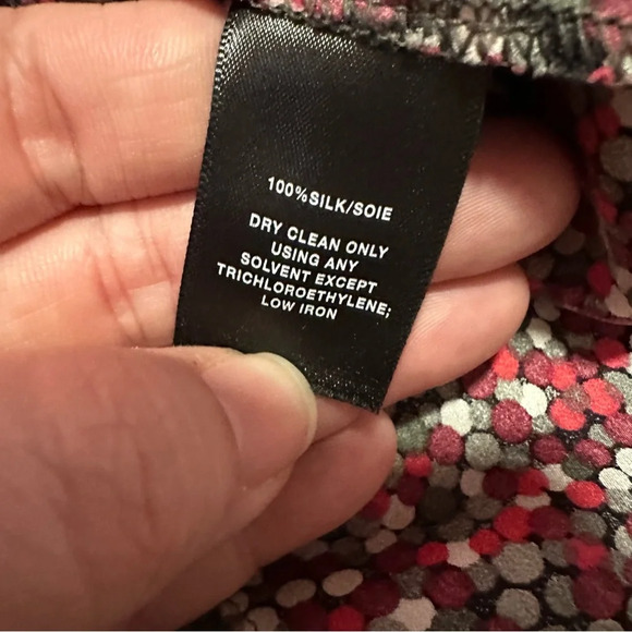 Lafayette 148 100% Silk Dot Print Blouse In Black Red White Gray Sz 2 - Picture 13 of 14